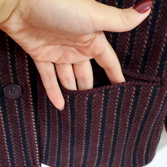 Vintage 80s 100%Virgin Wool Blazer Stripes 3 Buttoms Closure Tristan & Iseut - Picture 12 of 12